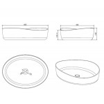 Washbasin Free standing 60x44x15,5 material: Solid Surface Without hole Without overflow, color: White surface: Matt Free standing Washbasin Free standing 60x44x15,5 material: Solid Surface Without hole Without overflow, color: White surface: Matt Free standing