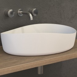 Νιπτήρας ελευθέρας τοποθέτησης 60x44x15,5 από solid surface χωρίς οπή  χωρίς υπερχείλιση, χρώμα: Λευκό επιφάνεια: Ματ Ελευθέρας τοποθέτησης