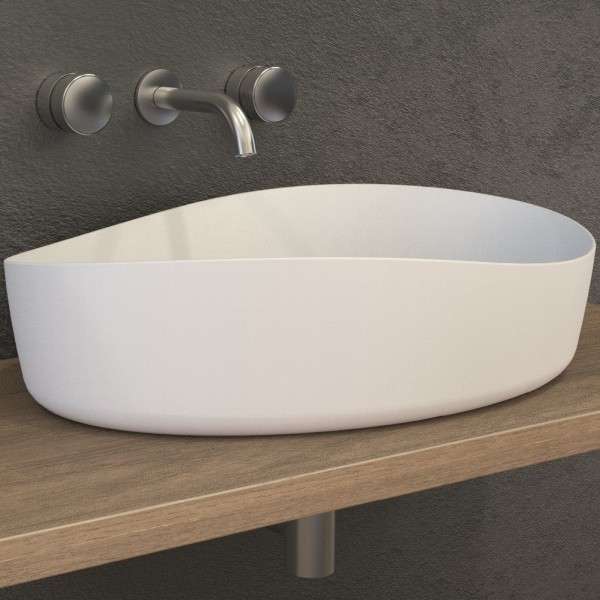 Washbasin Free standing 60x44x15,5 material: Solid Surface Without hole Without overflow, color: White surface: Matt Free standing Washbasin Free standing 60x44x15,5 material: Solid Surface Without hole Without overflow, color: White surface: Matt Free standing