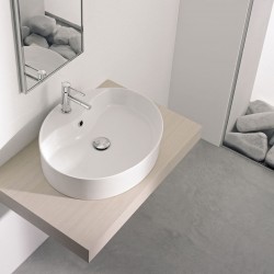 Washbasin Free standing 54,5x45x12,8 material: Porcelain With one hole With overflow, color: White surface: Glossy Free standing