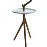 Small table Iroko with white metal plate material: Wood Small tables