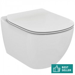 Wall-mounted toilet & toilet seat, style: Sandwich hidden fixation Slim with rim 53,5x36,5 surface: Glossy, color: White Wall-mounted