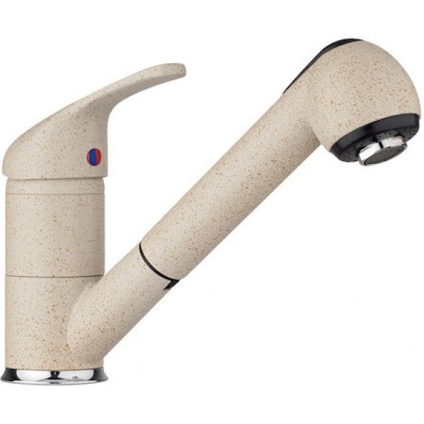 Kitchen tap Deck-mounted material: Brass with shower, color: Beige surface: Matt Deck-mounted Kitchen tap Deck-mounted material: Brass with shower, color: Beige surface: Matt Deck-mounted