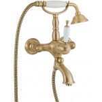 Bathtub tap Wall-mounted exposed material: Brass with hand shower, hose and holder mixer, color: Bronze surface: Brushed Wall-mouned exposed