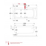 Bathtub Rectangular 150x70 material: Quaryl Carronite, color: White no grab bars surface: Glossy Rectangular