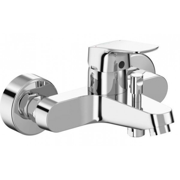 Bathtub tap Wall-mounted exposed material: Brass without hand shower, hose and holder mixer, color: Chrome surface: Glossy Wall-mouned exposed