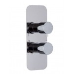 Shower tap Wall-mounted external part 2 way / 3 way material: Brass thermostatic With plate without hand shower, hose and holder, color: Chrome surface: Glossy Wall-mounted - external part