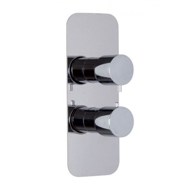 Shower tap Wall-mounted external part 2 way / 3 way material: Brass thermostatic With plate without hand shower, hose and holder, color: Chrome surface: Glossy Wall-mounted - external part
