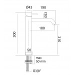 Wash basin tap Deck-mounted for free-standing washbasin material: Inox mixer Without waste AISI 316, color: Chrome surface: Brushed Deck-mounted Wash basin tap Deck-mounted for free-standing washbasin material: Inox mixer Without waste AISI 316, color: Chrome surface: Brushed Deck-mounted