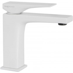 Wash basin tap Deck-mounted L size material: Brass mixer With push-open waste set White Matt, color: White surface: Matt Deck-mounted