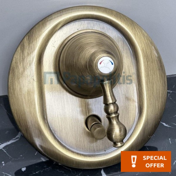 Shower tap Wall-mounted external part 2 way material: Brass mixer With plate without hand shower, hose and holder, color: Bronze surface: Brushed Wall-mounted - external part