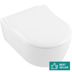 Wall-mounted toilet & toilet seat soft closing, style: Wrapover hidden fixation Rimless Slim DirectFlush, QuickRelease 53x37 surface: Glossy, color: White Wall-mounted
