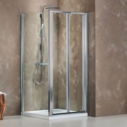 Shower enclosure Linear 85,5x185 6mm folding BI90 Plus Bi-fold (85,5-89,5), door opening 65cm, "mirror finish", transparent crystal glass surface: Glossy, color: Chrome