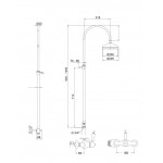 Bathtub tap with showerpipe and overhead shower Wall-mounted material: Brass mixer, color: Chrome surface: Glossy Wall-mounted exposed with showerpipe and overhead shower Bathtub tap with showerpipe and overhead shower Wall-mounted material: Brass mixer, color: Chrome surface: Glossy Wall-mounted exposed with showerpipe and overhead shower