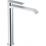 Wash basin tap Deck-mounted for free-standing washbasin material: Brass mixer waterfall (cascatta) With push-open waste set, color: Chrome surface: Glossy Deck-mounted