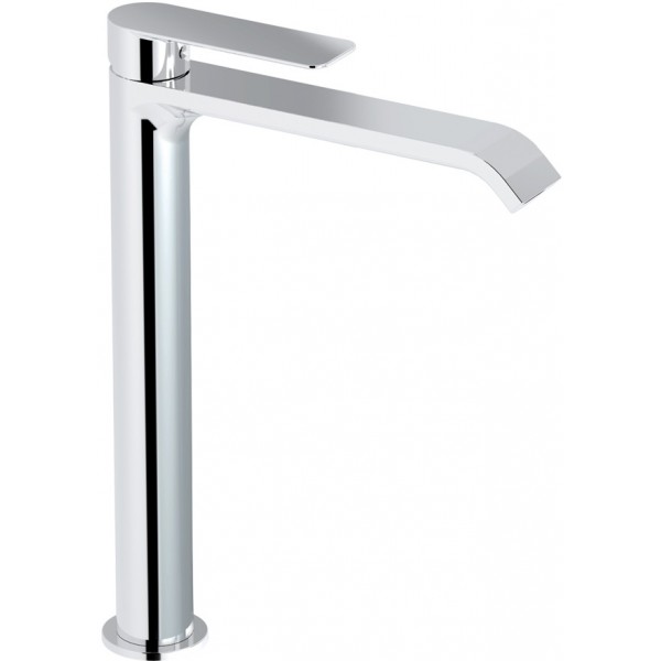 Wash basin tap Deck-mounted for free-standing washbasin material: Brass mixer waterfall (cascatta) With push-open waste set, color: Chrome surface: Glossy Deck-mounted