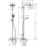 Bathtub tap with showerpipe and overhead shower Wall-mounted material: Brass thermostatic 240, color: Chrome surface: Glossy Wall-mounted exposed with showerpipe and overhead shower