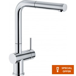 Kitchen tap Deck-mounted material: Brass with shower, color: Chrome surface: Glossy