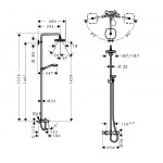 Bathtub tap with showerpipe and overhead shower Wall-mounted material: Brass mixer 18,7x18,7cm, color: Chrome surface: Glossy Wall-mounted exposed with showerpipe and overhead shower Bathtub tap with showerpipe and overhead shower Wall-mounted material: Brass mixer 18,7x18,7cm, color: Chrome surface: Glossy Wall-mounted exposed with showerpipe and overhead shower