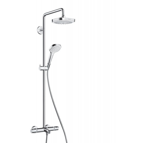 Bathtub tap with showerpipe and overhead shower Wall-mounted material: Brass mixer 18,7x18,7cm, color: Chrome surface: Glossy Wall-mounted exposed with showerpipe and overhead shower Bathtub tap with showerpipe and overhead shower Wall-mounted material: Brass mixer 18,7x18,7cm, color: Chrome surface: Glossy Wall-mounted exposed with showerpipe and overhead shower