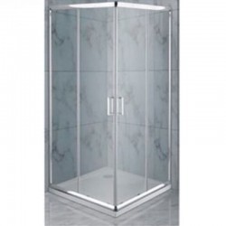 Shower enclosure Square 120x120x185 6mm sliding A20 (118,5-121,0/118,5-121,0), polished aluminium frames, chrome ABS knob, transparent crystal glass surface: Glossy, color: Chrome Square