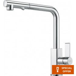 Kitchen tap Deck-mounted material: Brass with shower, color: Chrome surface: Glossy