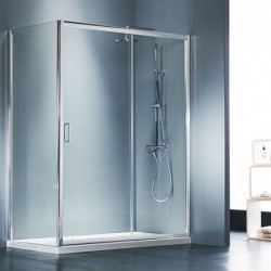 Shower enclosure Rectangle 127x180 5mm sliding reversible, SLS130T (127-131), magnetic close, Mirror Finish, transparent crystal glass surface: Glossy, color: Chrome Rectangular