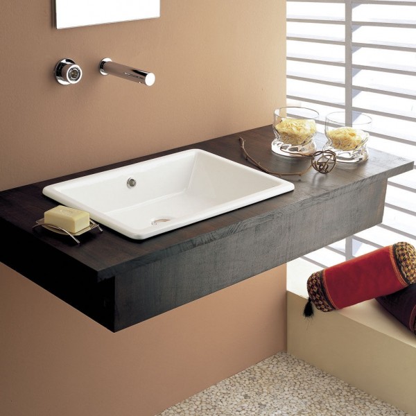 Νιπτήρας επικαθήμενος 56x39,5 από πορσελάνη με υπερχείλιση χωρίς οπή , χρώμα: Λευκό επιφάνεια: Γυαλιστερή Επικαθήμενοι