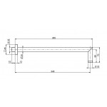 Βραχίονας 35cm με τετράγωνη βάση Black Matt επίτοιχος τύπος από ορείχαλκο, χρώμα: Μαύρο επιφάνεια: Ματ Βραχίονες κεφαλής ντους