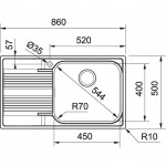 Sink Stainless (Steel) 86x50 material: Inox surface: Matt right nested 1 bowl, color: Chrome Stainless steel