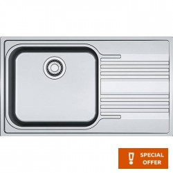 Νεροχύτης ανοξείδωτος 86x50 από inox επιφάνεια: Λεία ματ με πάγκο δεξιά ένθετος 1 γούρνα, χρώμα: Χρωμέ Ανοξείδωτοι