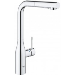 Kitchen tap Deck-mounted material: Brass with shower L-Spout, color: Chrome surface: Glossy