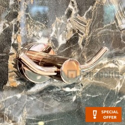 Hook double Flat wall mounted material: Brass Rame Lucido, color: Pink Gold surface: Glossy Hooks