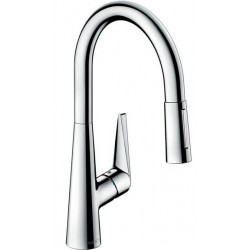 Kitchen tap Deck-mounted material: Brass with shower, color: Chrome surface: Glossy Deck-mounted