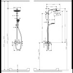 Shower tap with showerpipe and overhead shower Wall-mounted material: Brass mixer & hand shower & hose, color: Chrome surface: Glossy Wall-mounted exposed with showerpipe and overhead shower