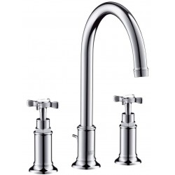 Wash basin tap Deck-mounted dual-level L size material: Brass With pop-up waste set 180, color: Chrome surface: Glossy Deck-mounted