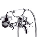 Bathtub tap Wall-mounted exposed material: Brass with hand shower, hose and holder dual-level mixer, color: Chrome surface: Glossy Wall-mouned exposed Bathtub tap Wall-mounted exposed material: Brass with hand shower, hose and holder dual-level mixer, color: Chrome surface: Glossy Wall-mouned exposed