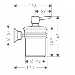 Dispenser material: Brass Wall-mounted, color: Chrome surface: Glossy Soap dispensers Dispenser material: Brass Wall-mounted, color: Chrome surface: Glossy Soap dispensers