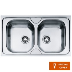 Νεροχύτης ανοξείδωτος 86x50 από inox επιφάνεια: Λεία ματ χωρίς πάγκο ένθετος 2 γούρνες αντιστρεφόμενος, New Value, χρώμα: Χρωμέ Ανοξείδωτοι