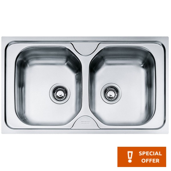 Sink Stainless (Steel) 86x50 material: Inox surface: Matt free nested 2 cabinet reversible, New Value, color: Chrome Stainless steel