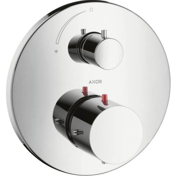 Shower tap Wall-mounted external part 1 way material: Brass thermostatic With plate without hand shower, hose and holder, color: Chrome surface: Glossy Wall-mounted - external part