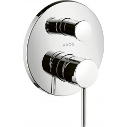 Shower tap Wall-mounted external part 2 way material: Brass thermostatic With plate without hand shower, hose and holder pin handle, color: Chrome surface: Glossy Wall-mounted - external part