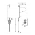 Wash basin tap Deck-mounted for free-standing washbasin material: Brass mixer With push-open waste set, color: Chrome surface: Glossy Deck-mounted