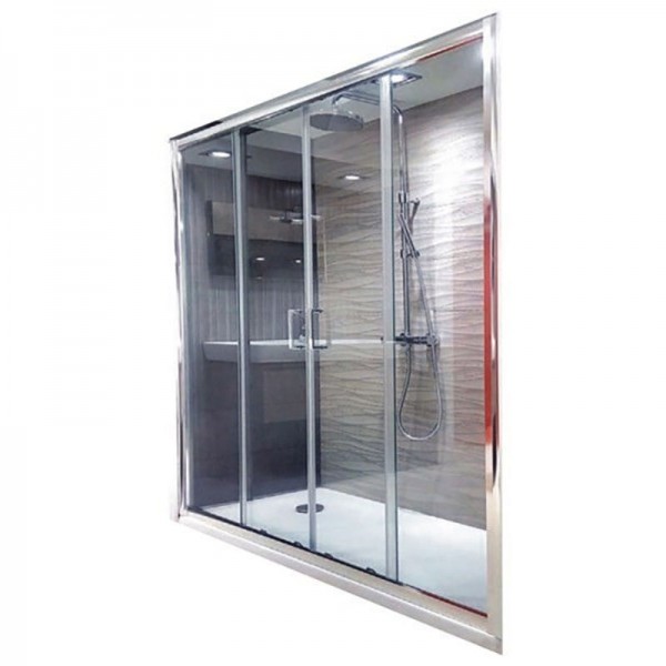 Shower enclosure Linear 163,5x185 6mm sliding 4-165 (163,5-168,0), door opening 59cm, transparent crystal glass surface: Glossy, color: Chrome Linear