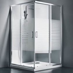 Καμπίνα ντουζιέρας τετράγωνη 89x89x180 5mm συρόμενη πλήρης CS90S επιφάνεια: Γυαλιστερή, χρώμα: Χρωμέ Τετράγωνες