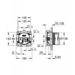 Shower tap Wall-mounted concealed part 3 way 1/2" universal Wall-mounted - concealed part