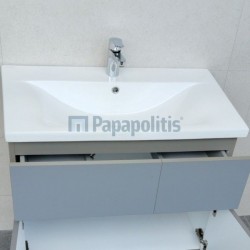 Νιπτήρας ένθετος 80cm από πορσελάνη με μία οπή με υπερχείλιση, χρώμα: Λευκό επιφάνεια: Γυαλιστερή Ένθετοι