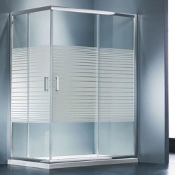 Καμπίνα ντουζιέρας ορθογώνια 69x71x180 5mm συρόμενη πλήρης CS7290S, κρύσταλλο stripes επιφάνεια: Γυαλιστερή, χρώμα: Χρωμέ Ορθογώνιες
