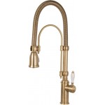 Μπαταρία κουζίνας επικαθήμενη από ορείχαλκο με ντους 2 ροών, old bronze, χρώμα: Μπρονζέ επιφάνεια: Βουρτσισμένη Επικαθήμενες