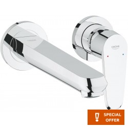Wash basin tap Wall-mounted - external part 2 holes mixer Without waste, color: Chrome 22.5cm material: Brass surface: Glossy Wall-mounted - external part